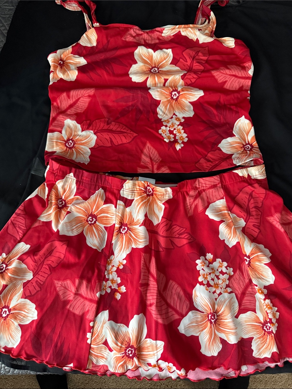 Jantzen Red Floral Two-Piece Swim Set